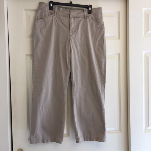 Lee Natural Fit Straight Pants Just Below The Waist Khaki Tan Petite Size 16P - Picture 1 of 6